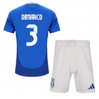 Fotbalové Dres Itálie Federico Dimarco #3 Dětské Domácí ME 2024 Krátký Rukáv (+ trenýrky)